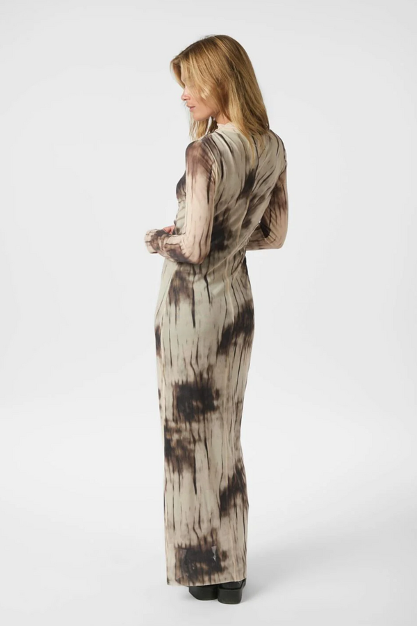 Onessa Faded Mesh Dress - Dusty Brown