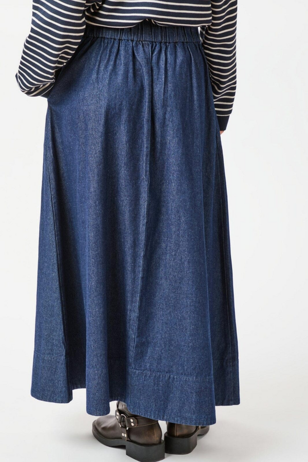 Yara Denim Long Skirt - Dark Blue