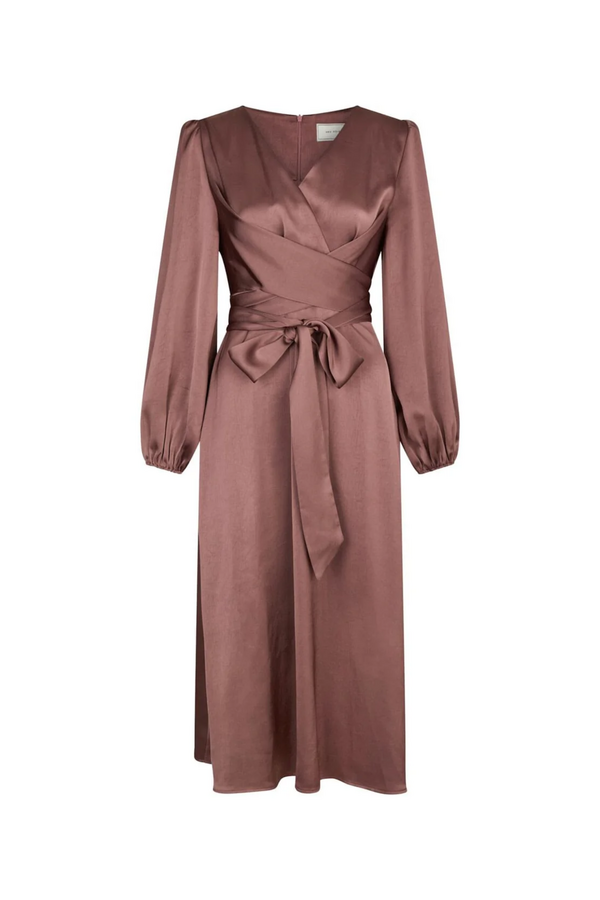 Rimini Heavy Sateen Dress - Dark Rose