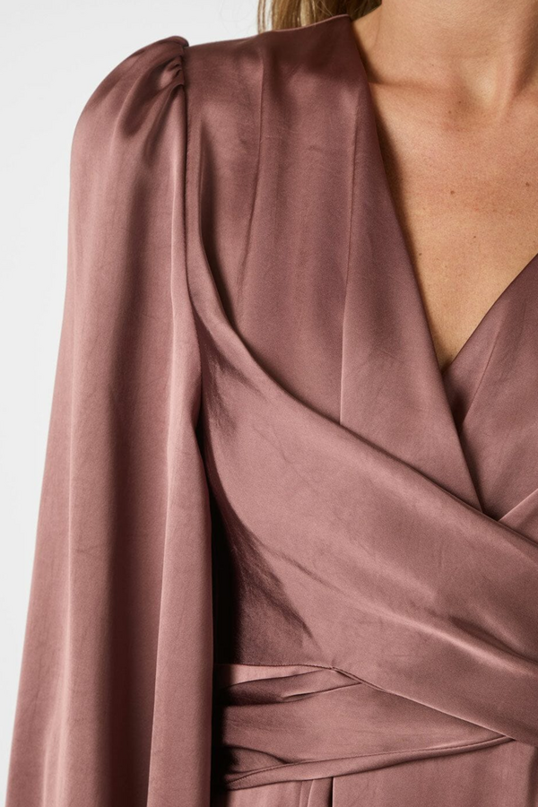 Rimini Heavy Sateen Dress - Dark Rose