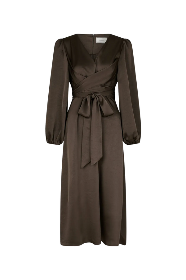 Rimini Heavy Sateen Dress - Dark Brown