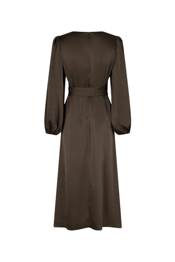 Rimini Heavy Sateen Dress - Dark Brown