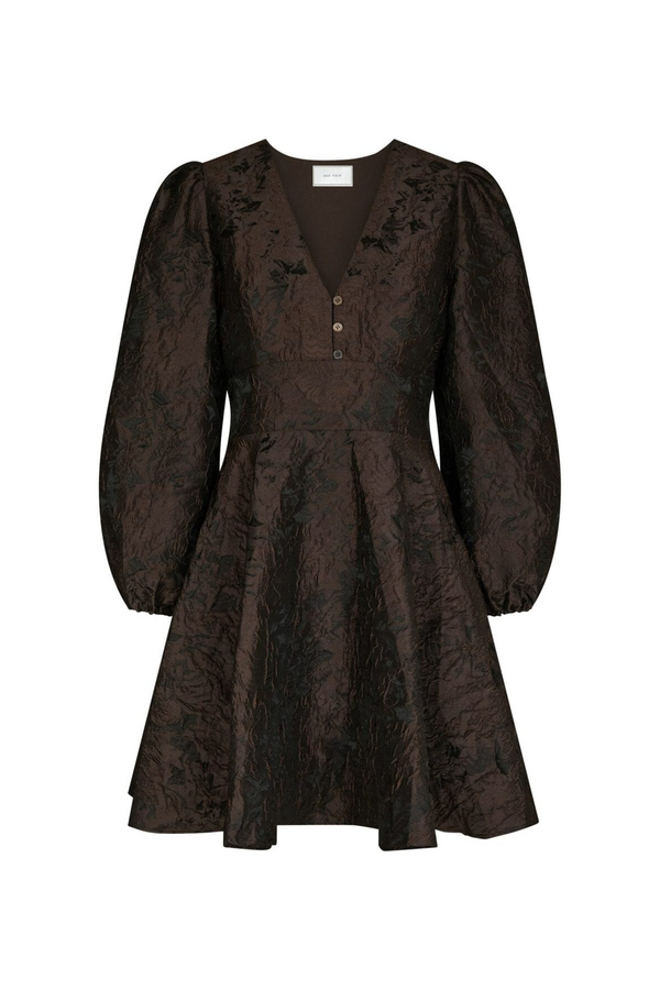 Milly Brocade Dress - Dark Brown