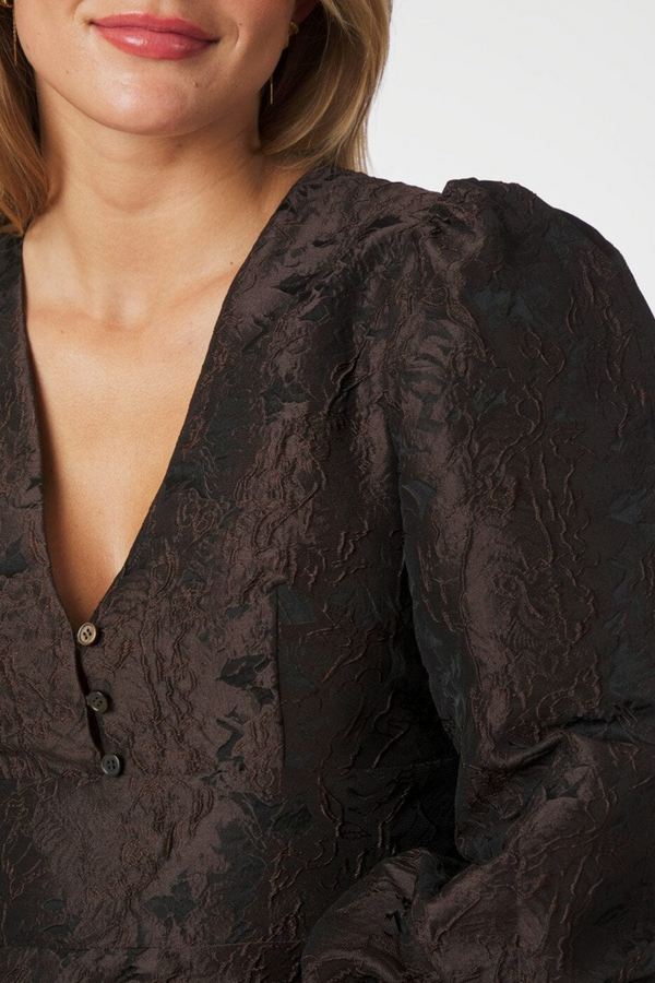 Milly Brocade Dress - Dark Brown