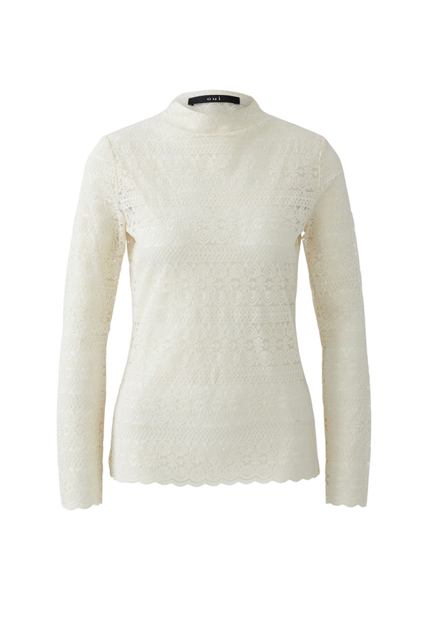 Lace Long Sleeve Top - Whitecap Grey