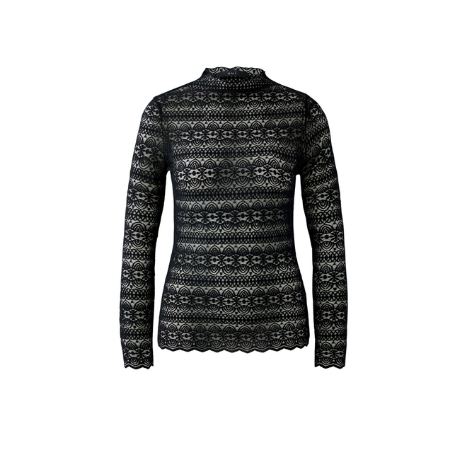 Lace Long Sleeve Top - Black