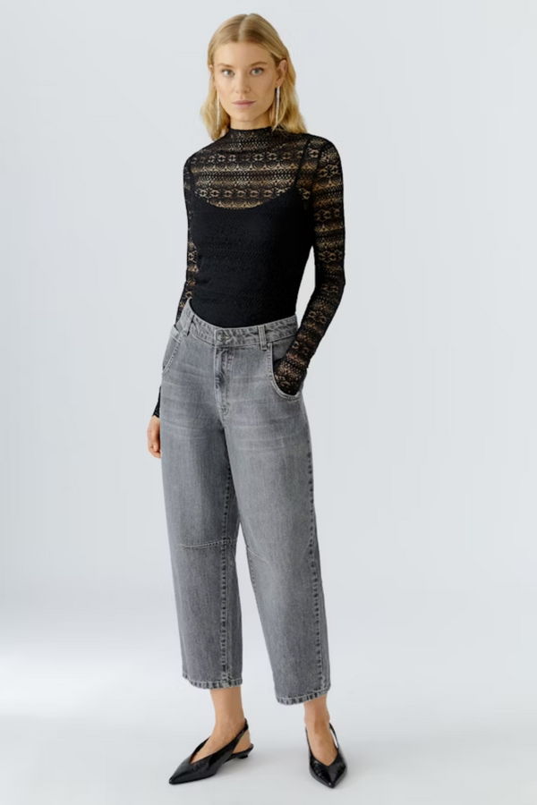 Lace Long Sleeve Top - Black