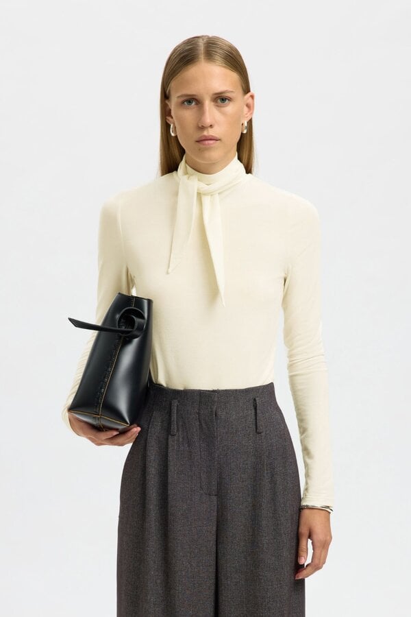 Lina Lano High Neck Top - Egret