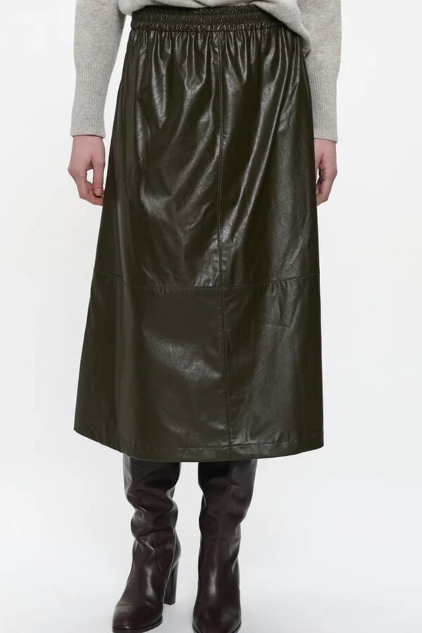 Nitty Eco Leather Skirt - Army