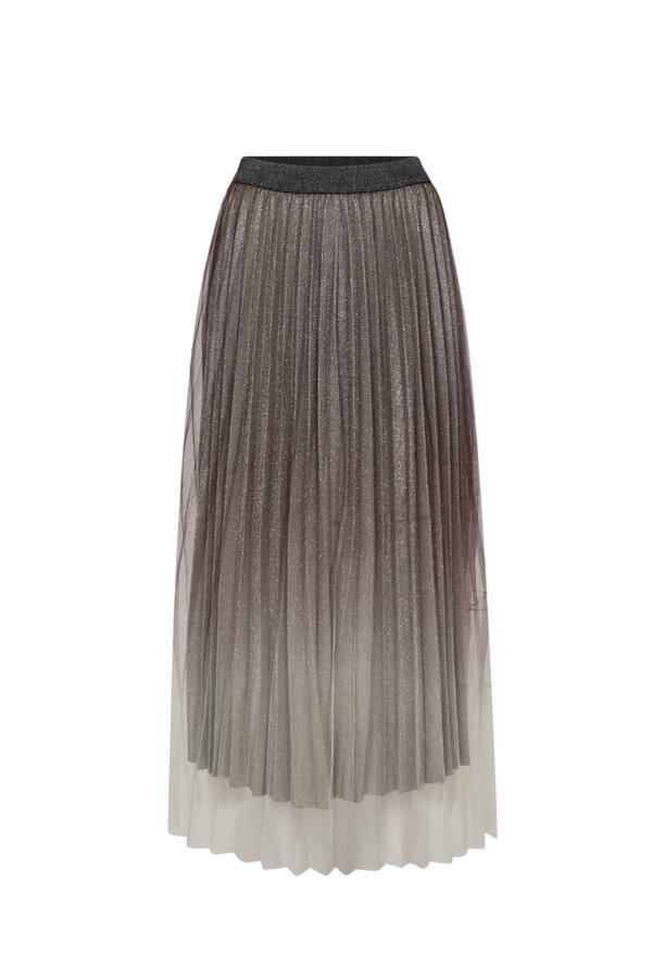 Glitter Plissé Skirt - Dark Brown
