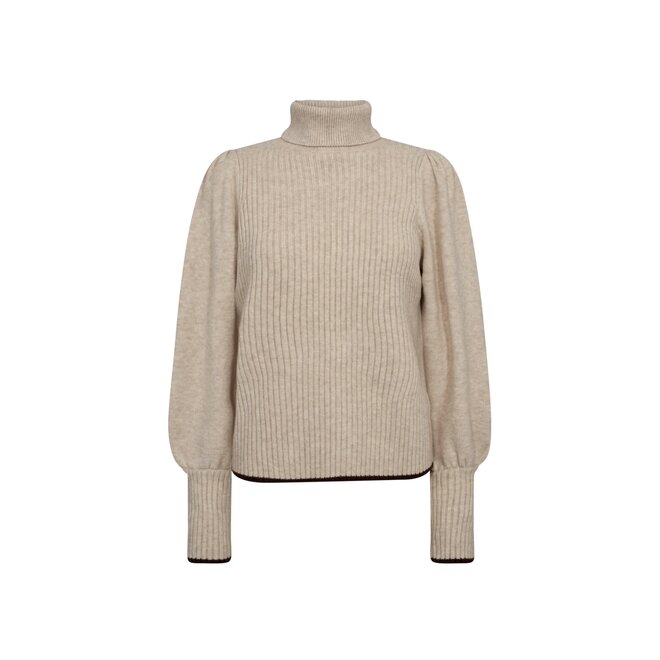 Row Puff Rib Roll Neck - Creme