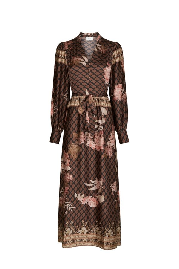 Nova Botanical Border Dress - Black