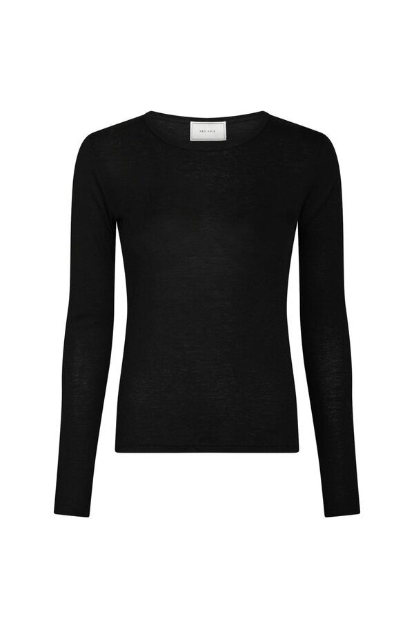Nella Fine Rib Blouse - Black