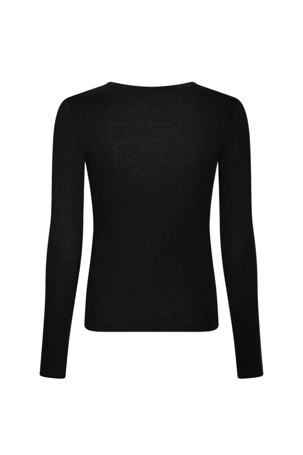 Nella Fine Rib Blouse - Black
