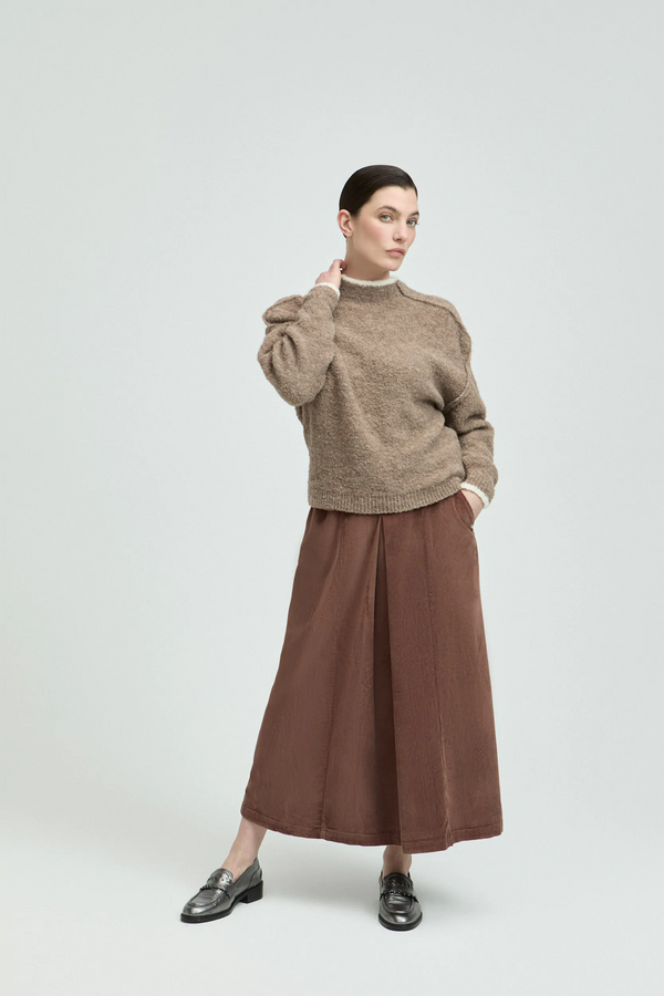 Robi Ribfluweel Rok - Deep Taupe