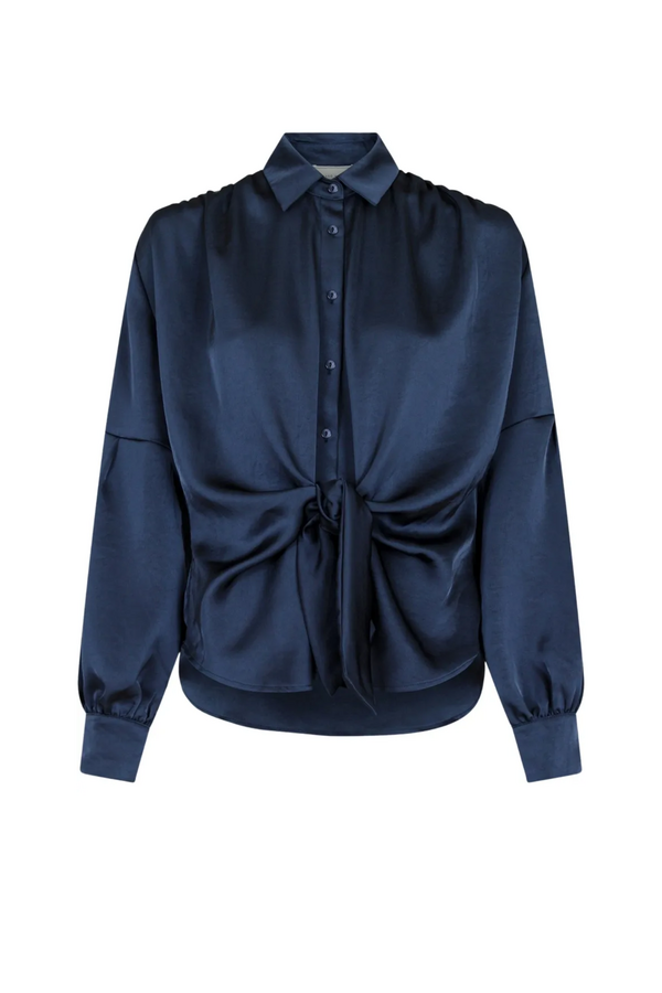 Naja Satin Shirt - Dark Blue