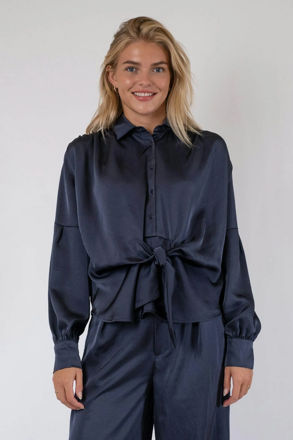 Naja Satin Shirt - Dark Blue
