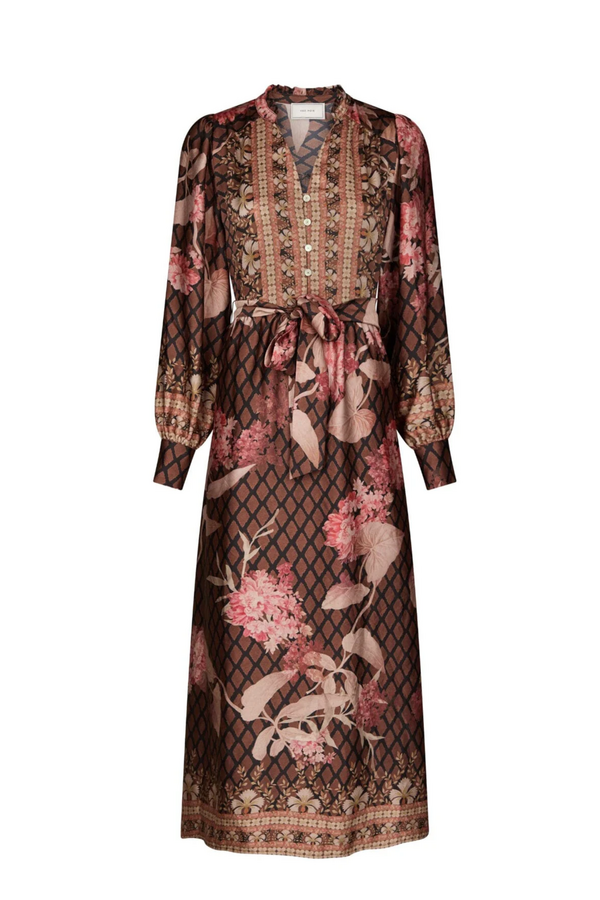 Nova Botanical Border Dress - Black