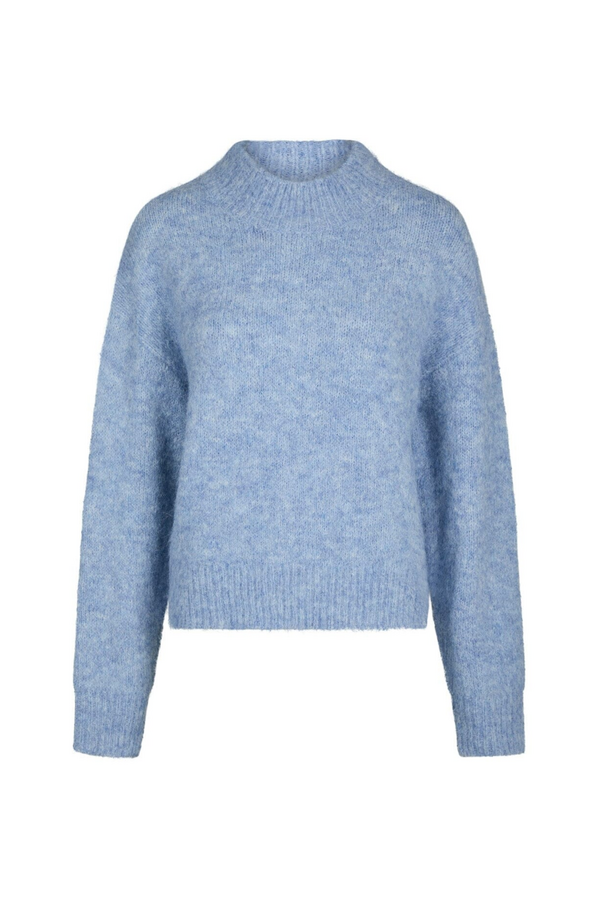 Paulina Fluffy Knit Blouse - Dusty Blue