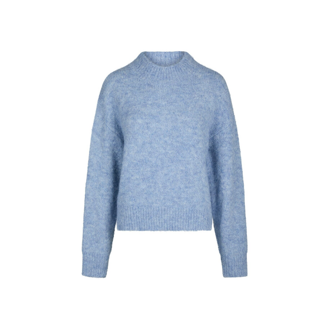 Paulina Fluffy Knit Blouse - Dusty Blue