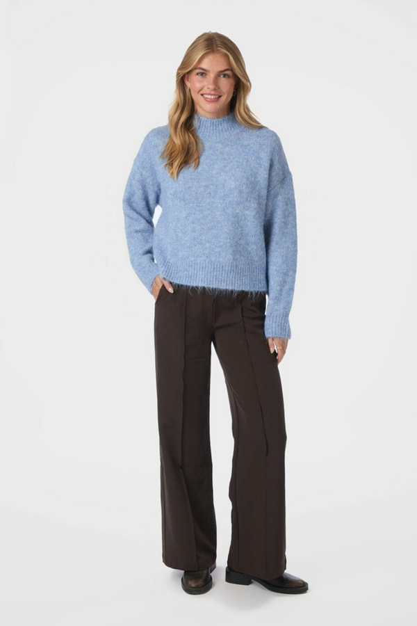 Paulina Fluffy Knit Blouse - Dusty Blue