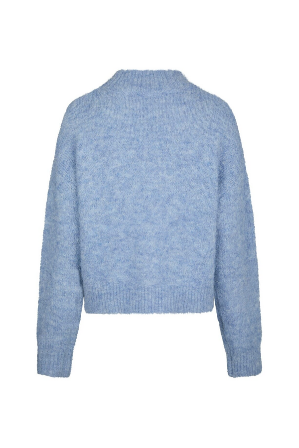 Paulina Fluffy Knit Blouse - Dusty Blue