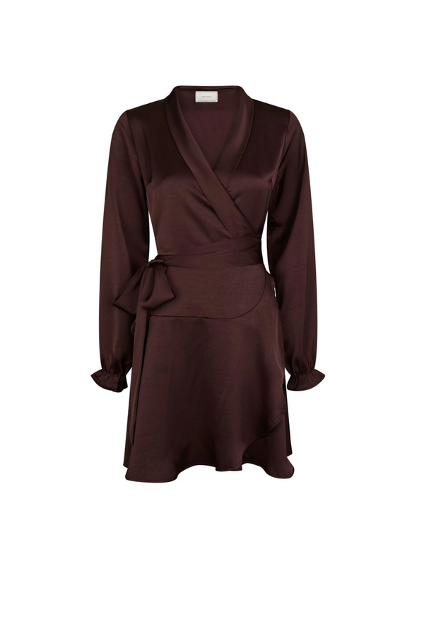 Colbie Heavy Sateen Dress - Burgundy