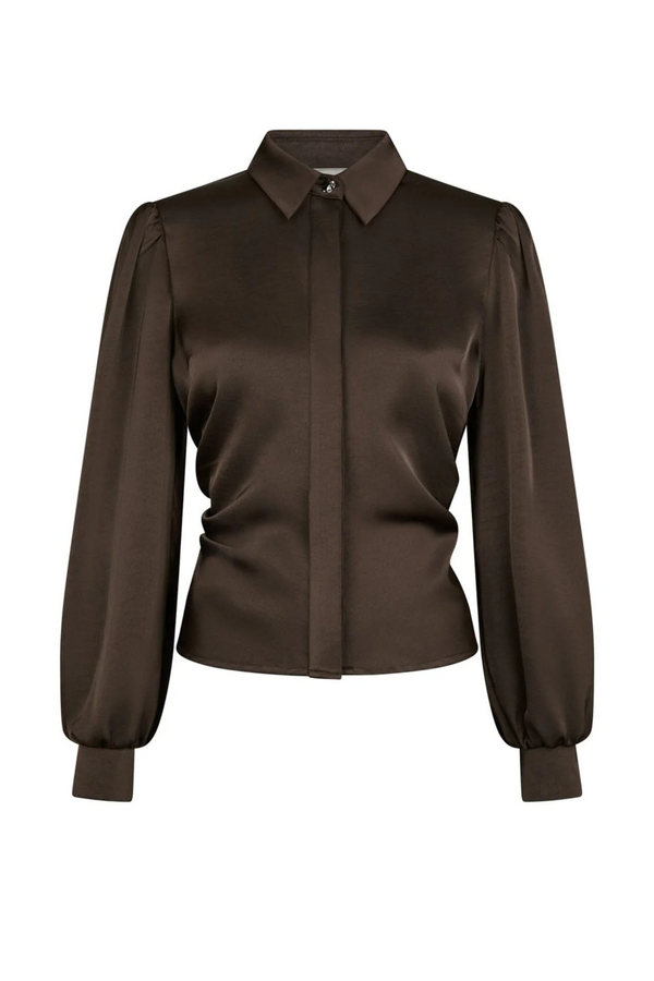Fransala Heavy Sateen Shirt - Dark Brown