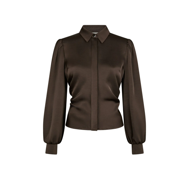 Fransala Heavy Sateen Shirt - Dark Brown