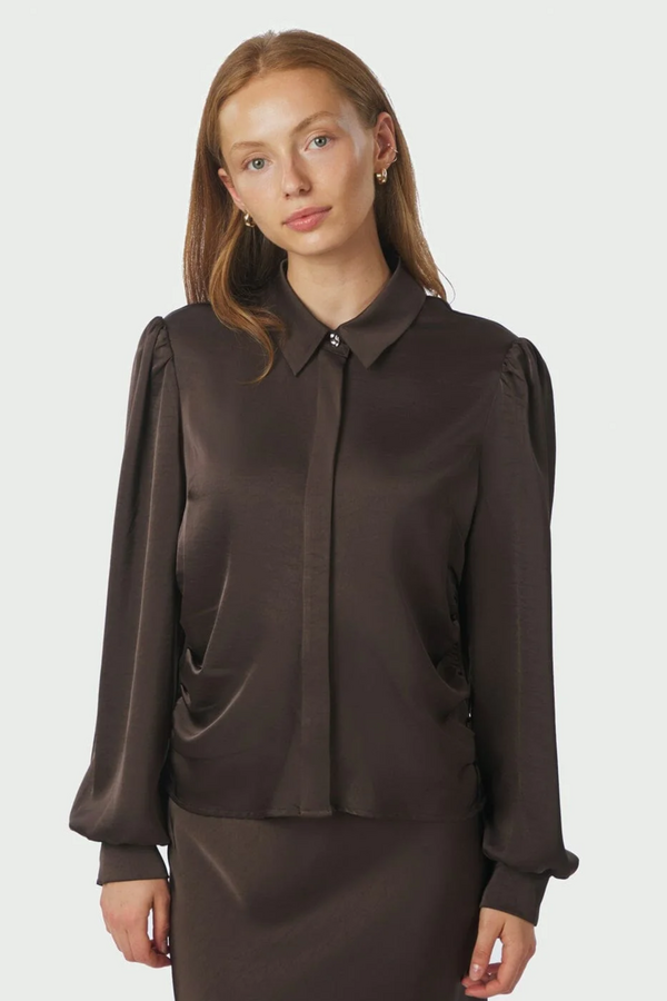 Fransala Heavy Sateen Shirt - Dark Brown