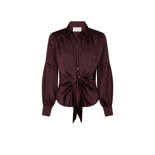 Naja Satin Shirt - Burgundy