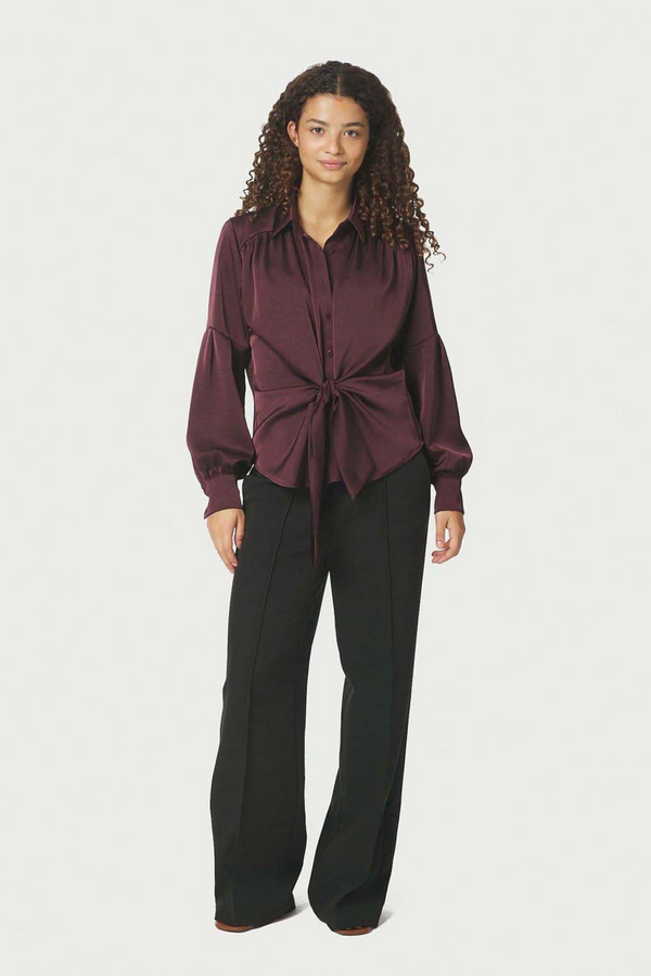 Naja Satin Shirt - Burgundy
