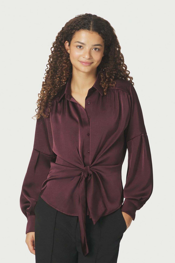 Naja Satin Shirt - Burgundy