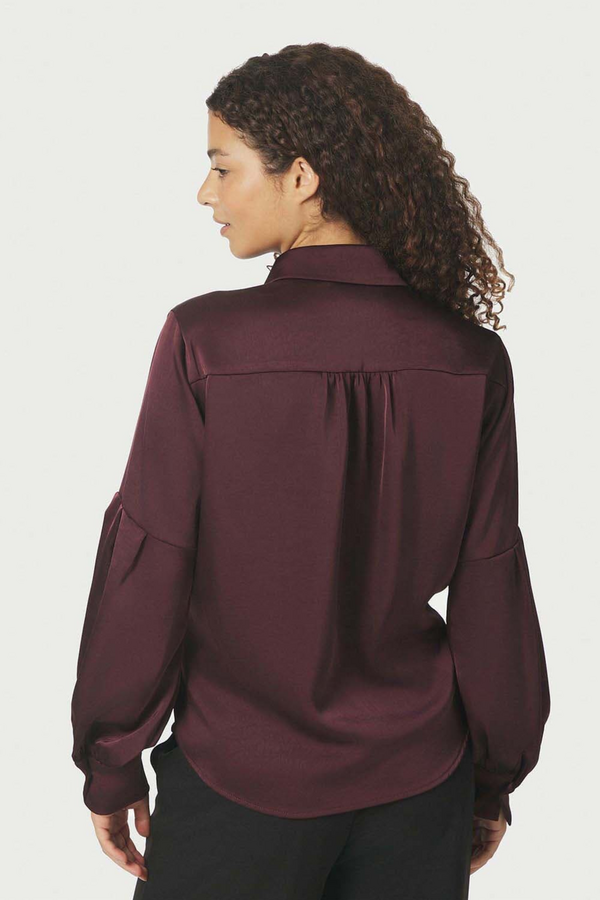 Naja Satin Shirt - Burgundy