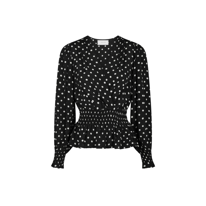 Tamona Crepe Dot Blouse - Black