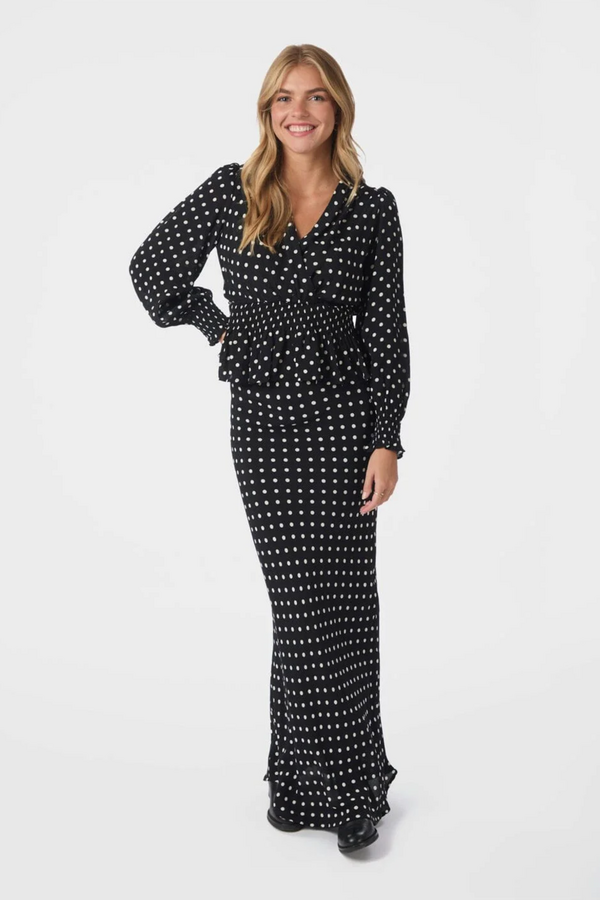 Tamona Crepe Dot Blouse - Black