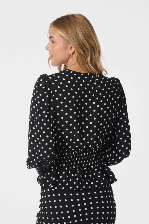 Tamona Crepe Dot Blouse - Black