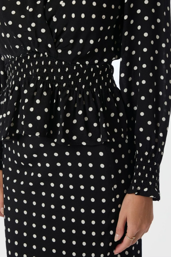 Tamona Crepe Dot Blouse - Black