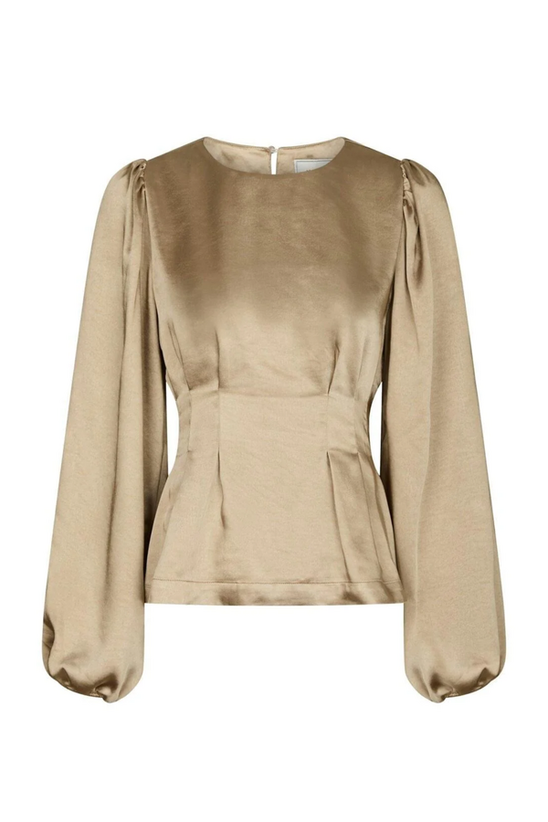 Vanya Crushed Sateen Blouse - Gold