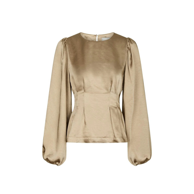 Vanya Crushed Sateen Blouse - Gold