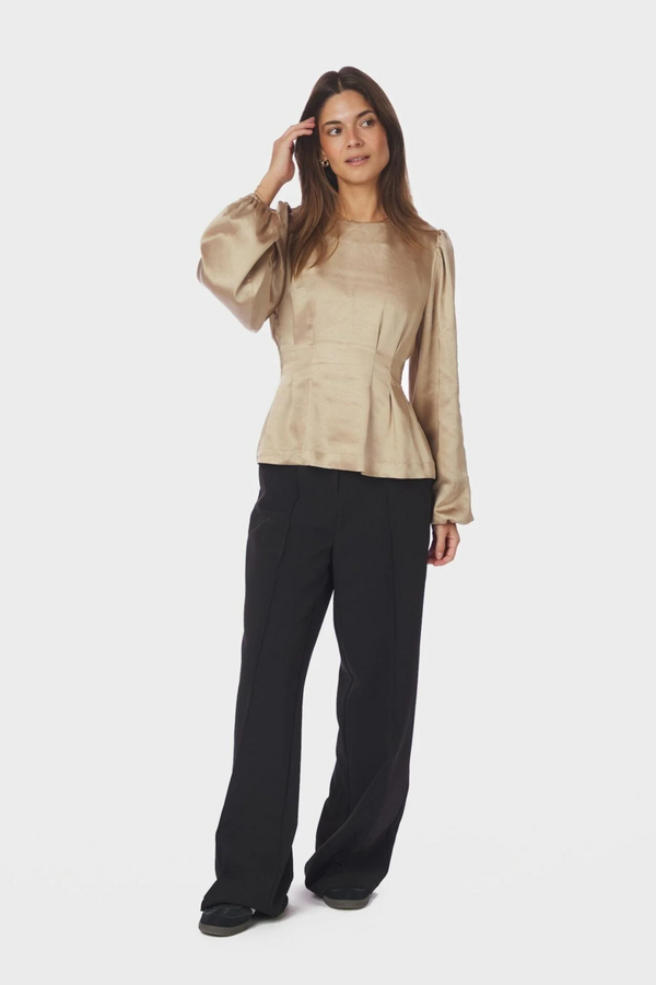 Vanya Crushed Sateen Blouse - Gold