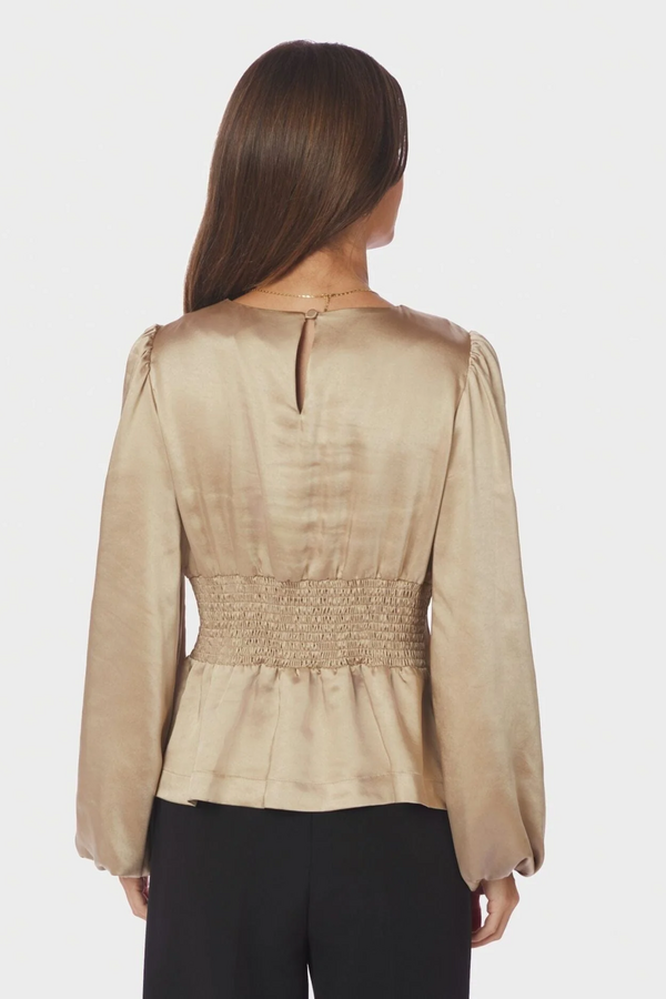 Vanya Crushed Sateen Blouse - Gold