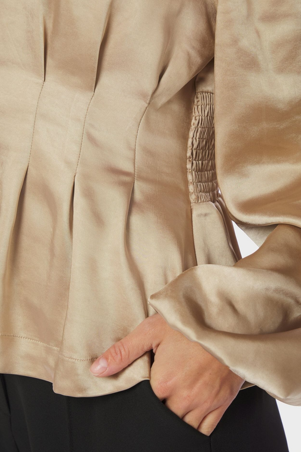 Vanya Crushed Sateen Blouse - Gold