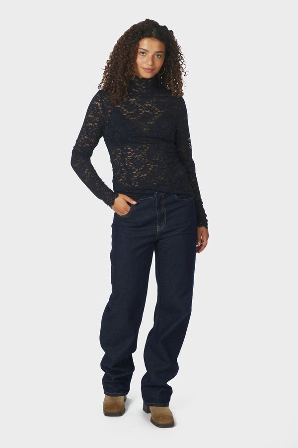 Liza Laceflower Blouse - Navy