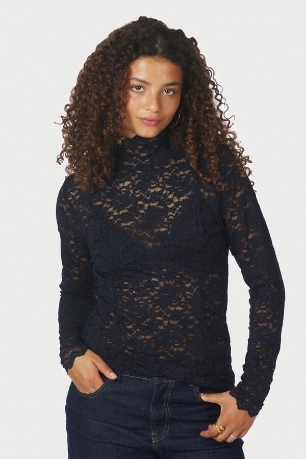 Liza Laceflower Blouse - Navy