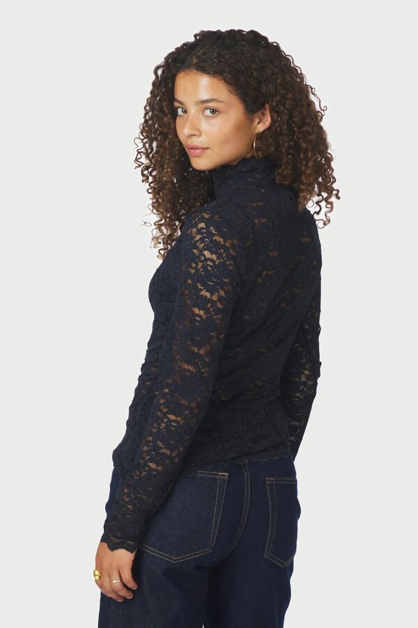 Liza Laceflower Blouse - Navy
