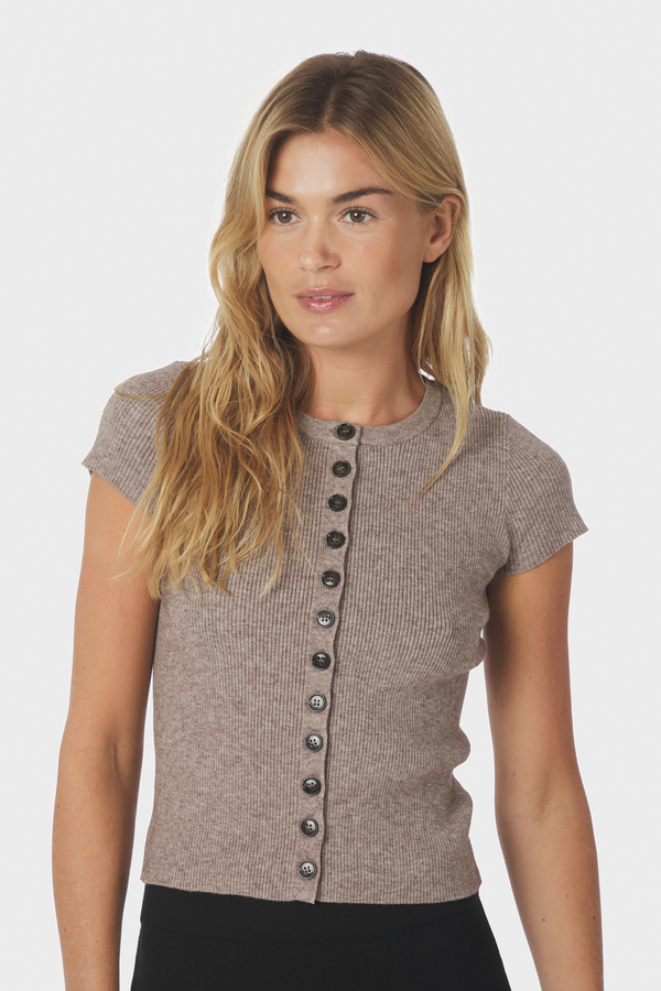 Todda Knit Tee - Brown Melange