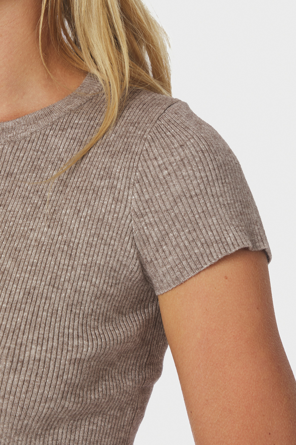 Todda Knit Tee - Brown Melange