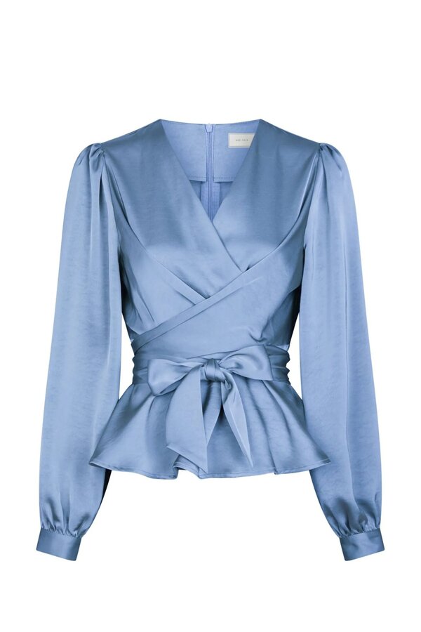 Rista Heavy Sateen Blouse - Smoke Blue