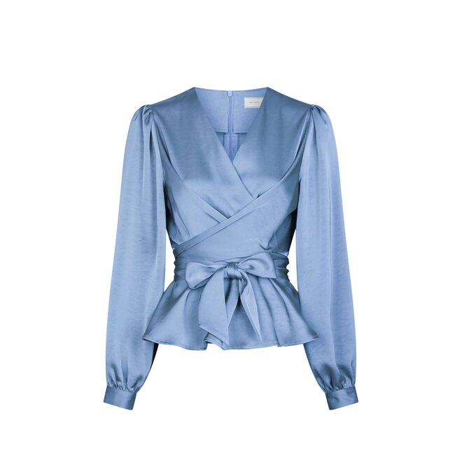Rista Heavy Sateen Blouse - Smoke Blue